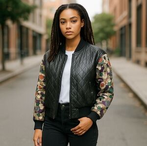 Luis Alvear Unisex Wimbleto Attributes Jacket M Zip Silk Leather Bomber 80's